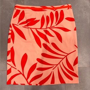 Boden Pink and Red Tropical-Print Pencil Skirt